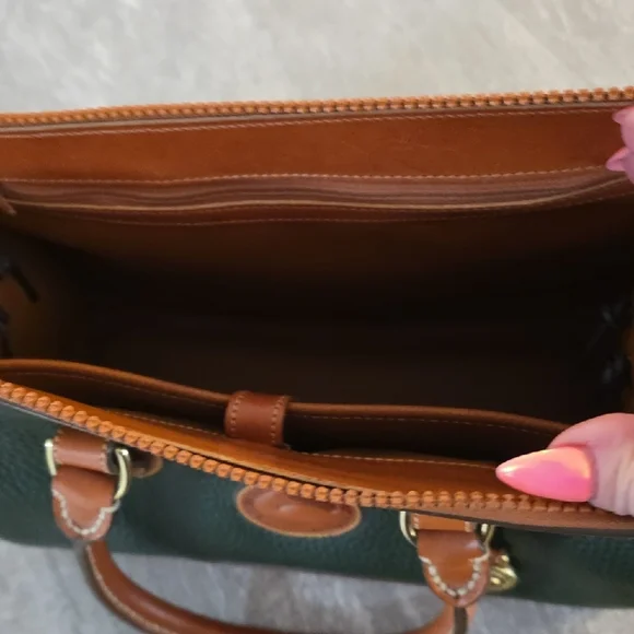 Dooney & Bourke Green and Brown Satchel Vintage Clean Inside Very Good Condition - Picture 3 of 12
